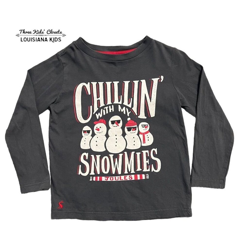 Joules 5-6Y Snowman Chillin' With My Snowmies Snowman Tee Shirt